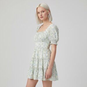 ALTAR’D STATE Romantic Floral Smocked Mini Dress Size XL Milkmaid Cottagecore